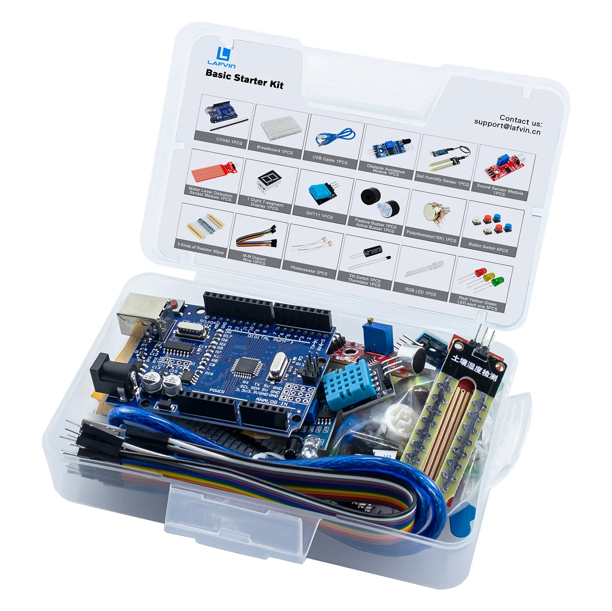 LAFVIN-Kit Básico de Iniciação para Projetos Arduino Uno R3, Suprimentos de Componentes Eletrônicos, Placa R3, Breadboard, Kit Eletrônico DIY