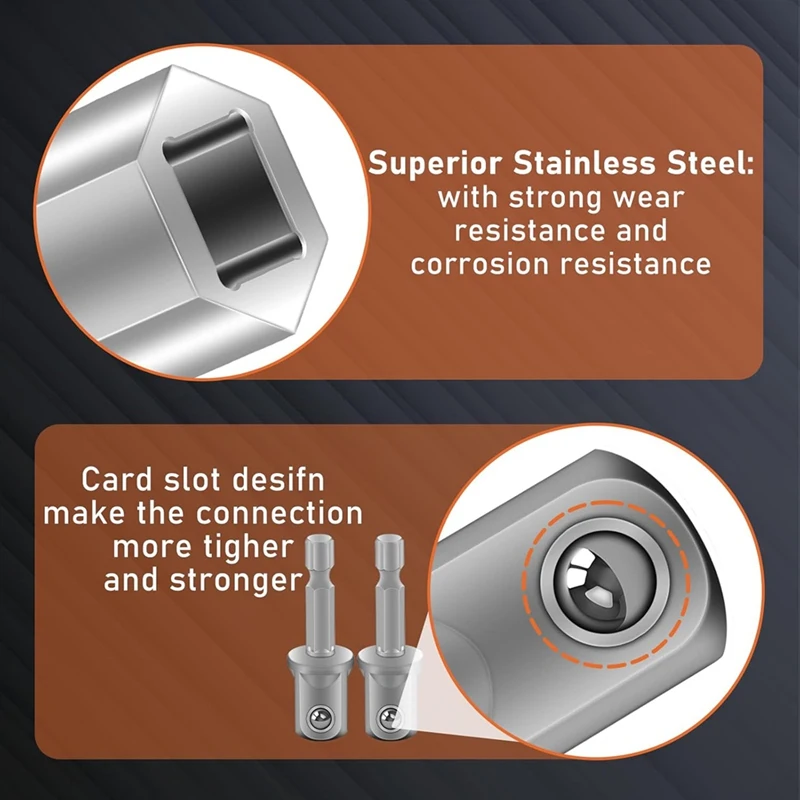 ABHG-Trailer Jack Electric Drill Adapter, Stainless Steel Cordless Drill Adapter For Top Wind Trailer Jack Crank Handle