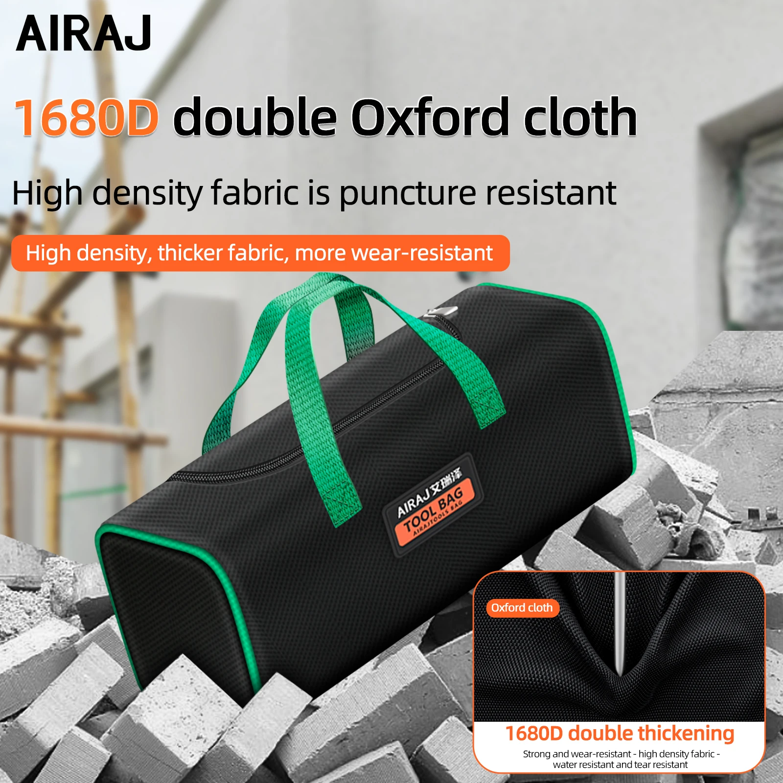 AIRAJ Tool Bag Oxford Cloth Portable StorageBag, Professional Electrician and Carpenter Repair, Home Storage Double Deck HandBag