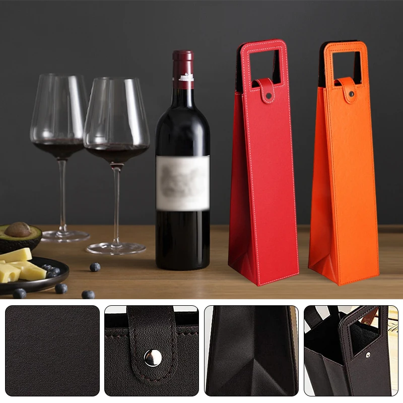 

Wine Packaging Gift Boxes Handles Red Wine Bag Portable Fashion Wine Bag Manufacturers Wholesale Leather Box