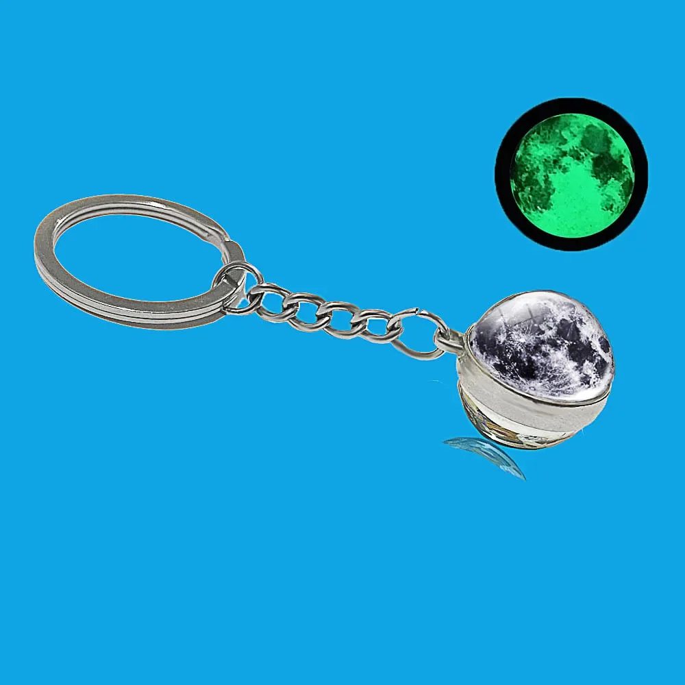 Luminous Universe Star Keychain Solar System Earth Pendant Galaxy Nebula Double-Sided Glass Ball Key Chain charm accessories