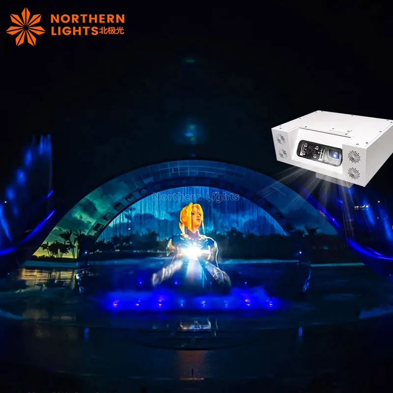 Customized Large Outdoor Floating 3D Multicolored Water Screen Laser Movie Curtain Fountain Projection WATER CROWN Stone Garden
