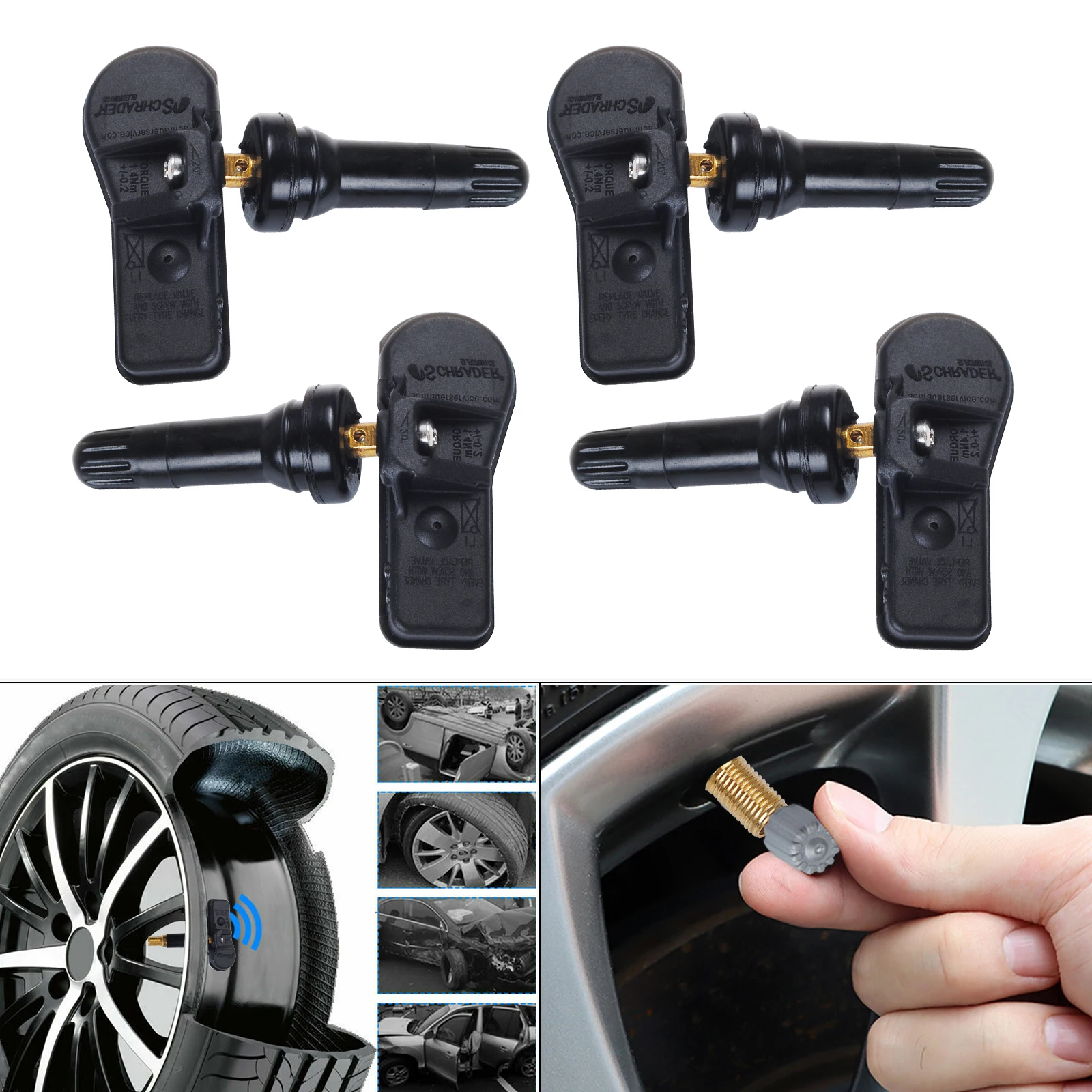 4 قطعة مستشعر TPMS 52933-C1100، 52933C1100، 52933 C1100 مطابقة تلقائية - نظام مراقبة ضغط الإطارات TPMS بديل OEM #5