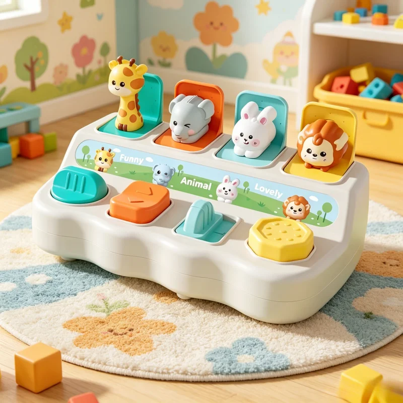 Montessori Pop-Up Animal Toy & Learning Box Set - Develops Logic Motor Skills, Ideal Kids Birthday Gift