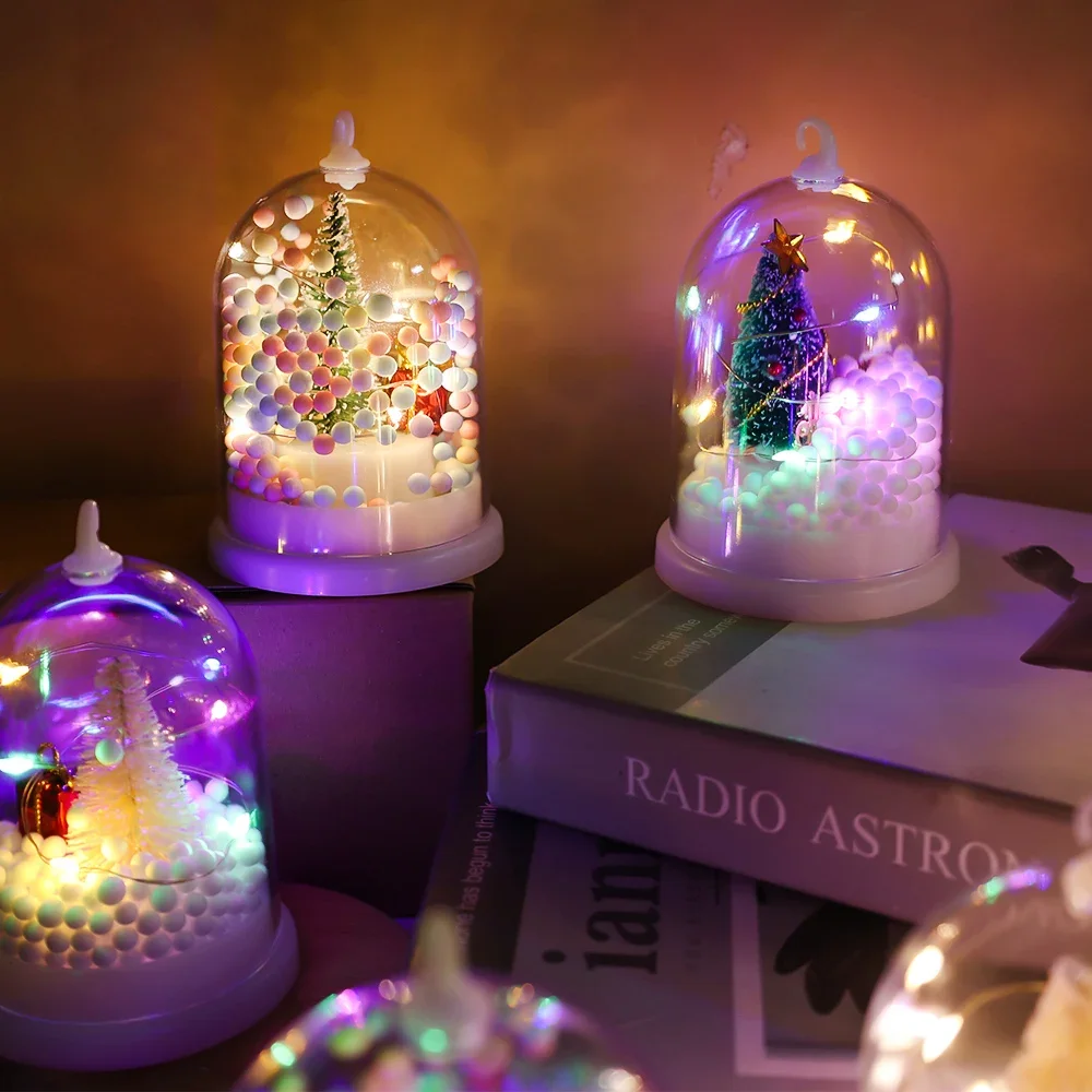 Christmas Lantern Battery Powered LED Night Light Xmas Tree Hanging Lamp Home Desktop Ornaments New Year Xmas Party Decoration