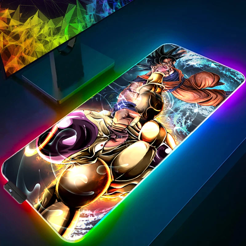 RGB LED アニメマウスパッドゲーマーゲーミングマウスパッドデスクマット D-ドラゴン B-ボールプレイマットコンピュータおよびオフィスキャビネットキーボードパッド