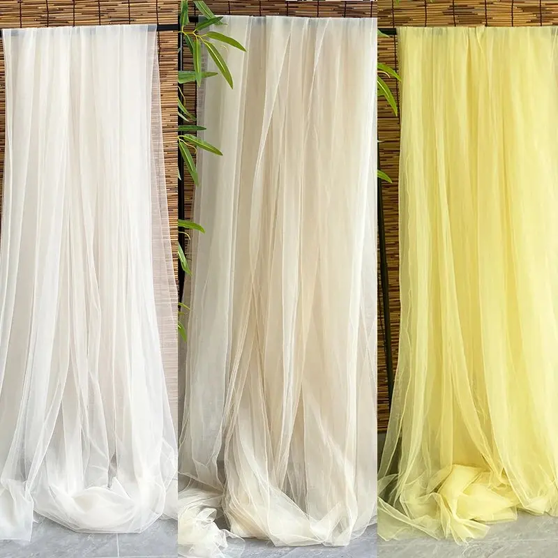 30Yard Soft Tulle Fabrics Wedding Celebration Curtain Clothing White Ivory Champagne Yellow Mesh Layout Chair Back Yarn Encrypti