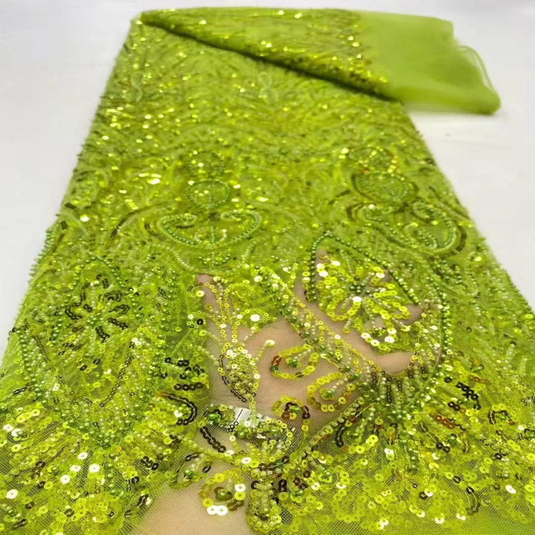 

Тяжелая вышитая ткань с пайетками и кружевом для свадебных и вечерних платьев, вышитая сетчатая ткань