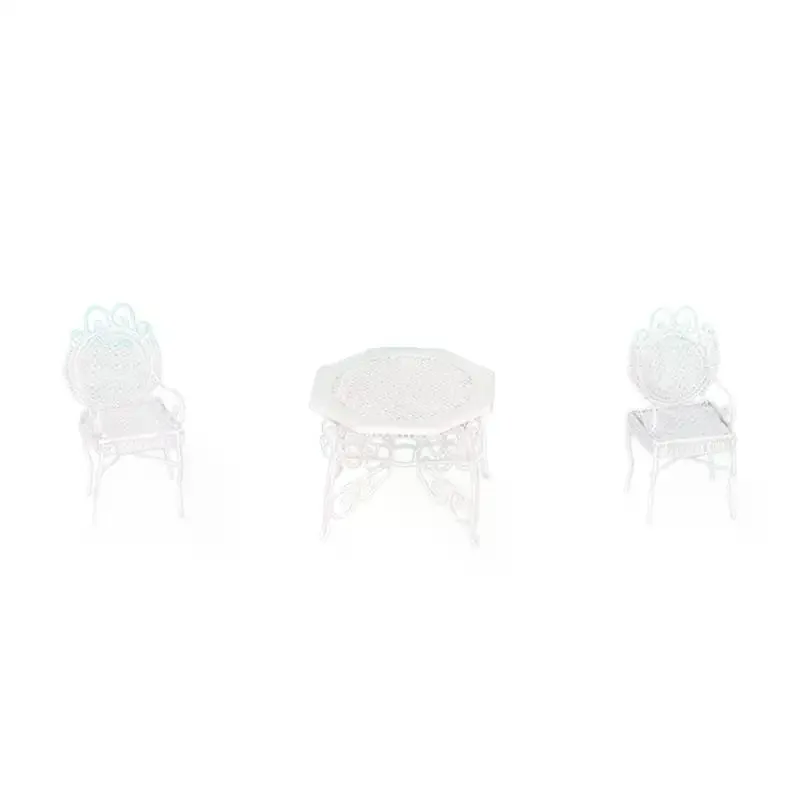 Mini Table et chaise octogonales en fer, 3 pièces, modèle 1/12, ensemble de meubles miniatures pour maison de poupée, jouet de jeu pour enfants