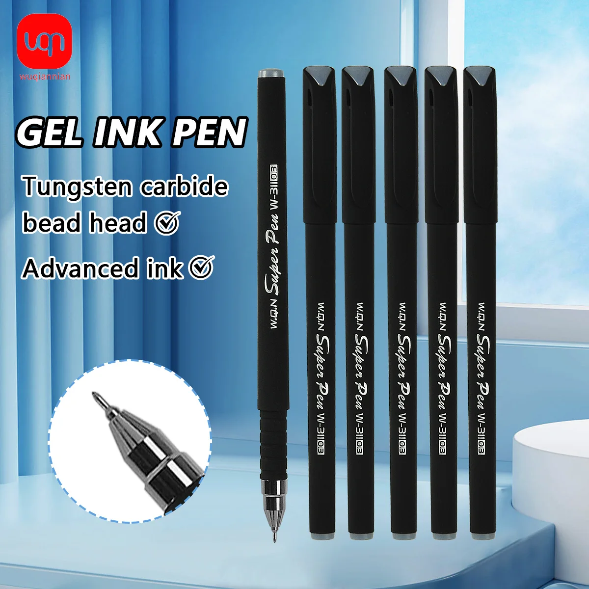 

WQN-3/6/12PCS Matte Black Neutral Pen 0.5mm Tip Smooth Writing Black Ink School Writing And Office Stationery Supplies