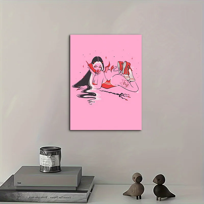 Classic Abstract Wall Art Devil Girl Calling Creative HD Canvas Print Poster Home Living Room Bedroom Decorative Painting view 4