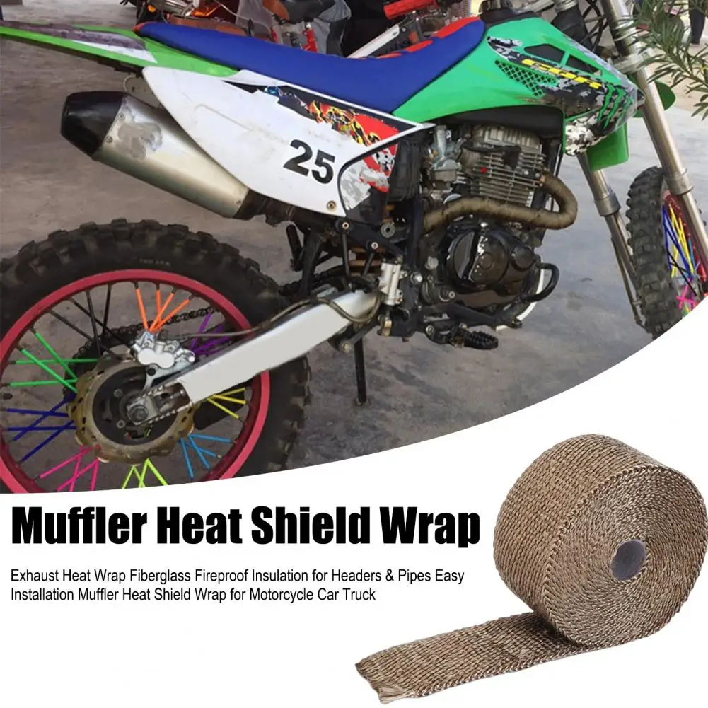 Exhaust Heat Wrap Fiberglass Fireproof Insulation For Headers & Pipes Muffler Heat Shields Wrap For Motorcycle Car Truck
