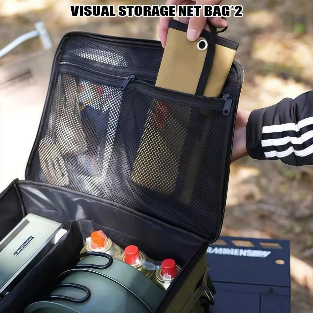 42L/30L Camping Storage Bag Large Capacity Foldable Picnic Storage Bag with Compartments 600D Oxford Fabric Trunk Storage Bag