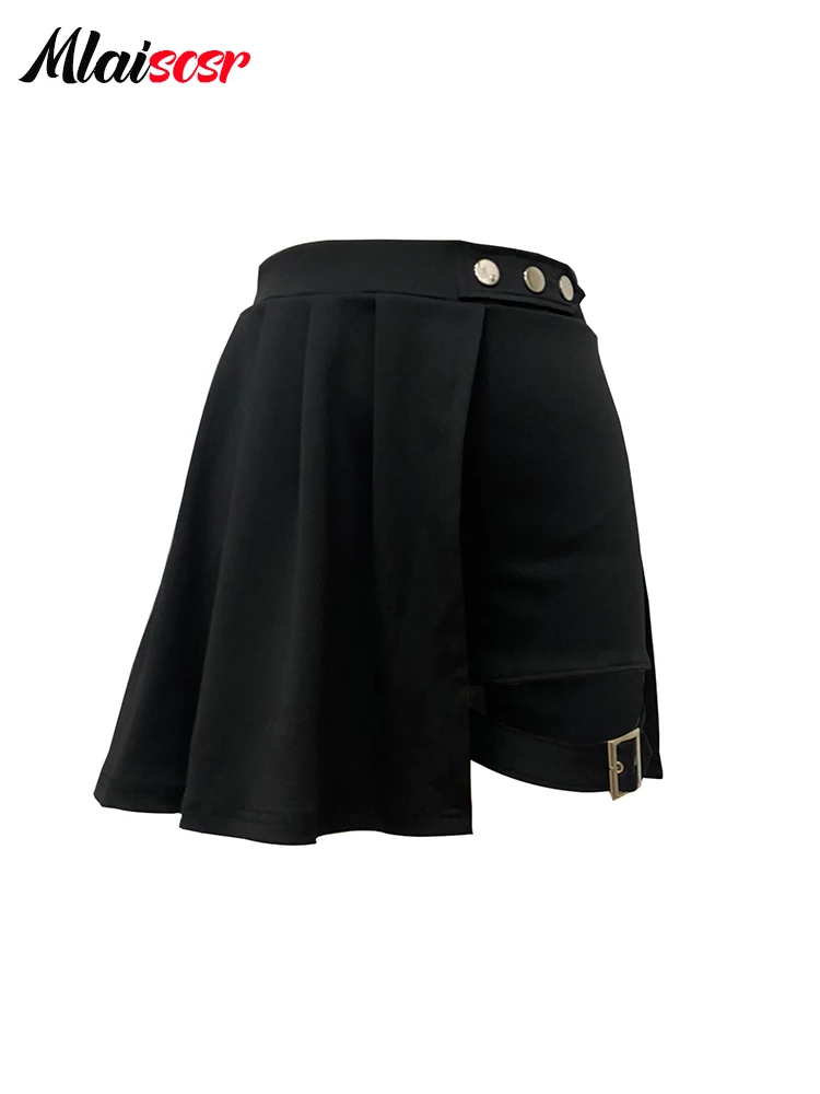 Mlaiscsr Gothic Style Pleated Punk Irregular Ring Shorts Skirt High Waist A-Line Harajuku Mini Pants Sexy Party Night Clubwear