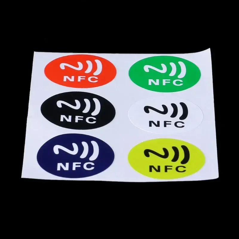 防水ペット素材NFCステッカー、すべての電話用のスマート粘着タグ、ntag213,6個
