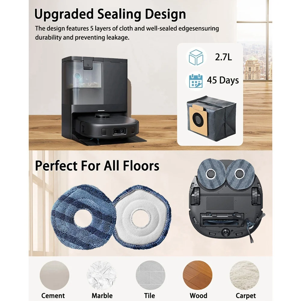 HOT-19 قطعة لمجموعة ملحقات المكنسة الكهربائية الروبوتية Eufy X10 Pro Omni تتضمن الفرشاة الرئيسية والفرش الجانبية وسادات الممسحة وأكياس الغبار والمرشحات #1