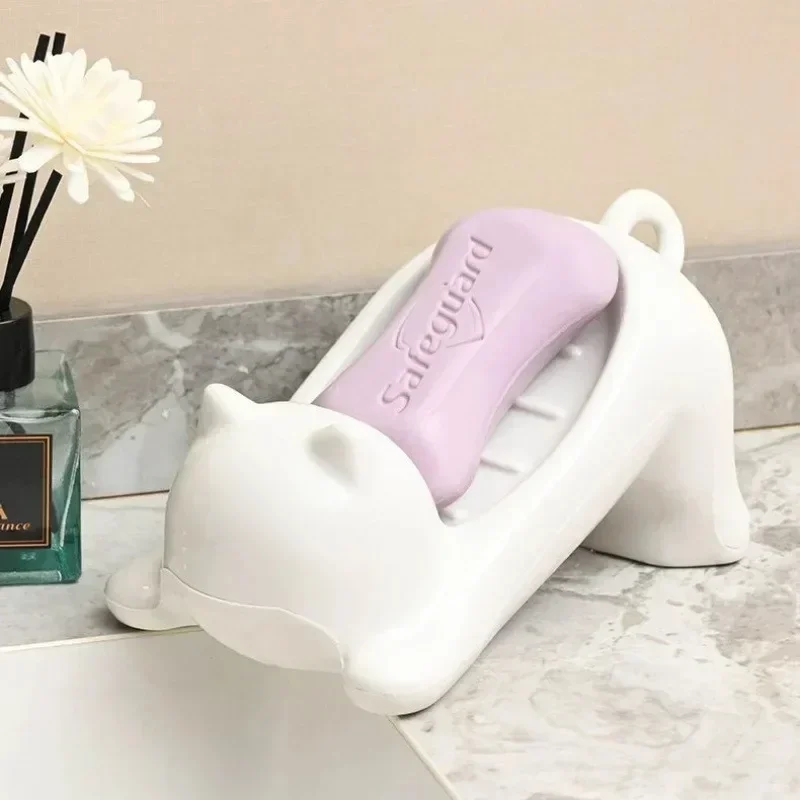 

Cat Shape Soap Box Cartoon Turtle Soap Dish Drainable Storage Holder Soap Container Storage Dish Household Bathroom Accessories