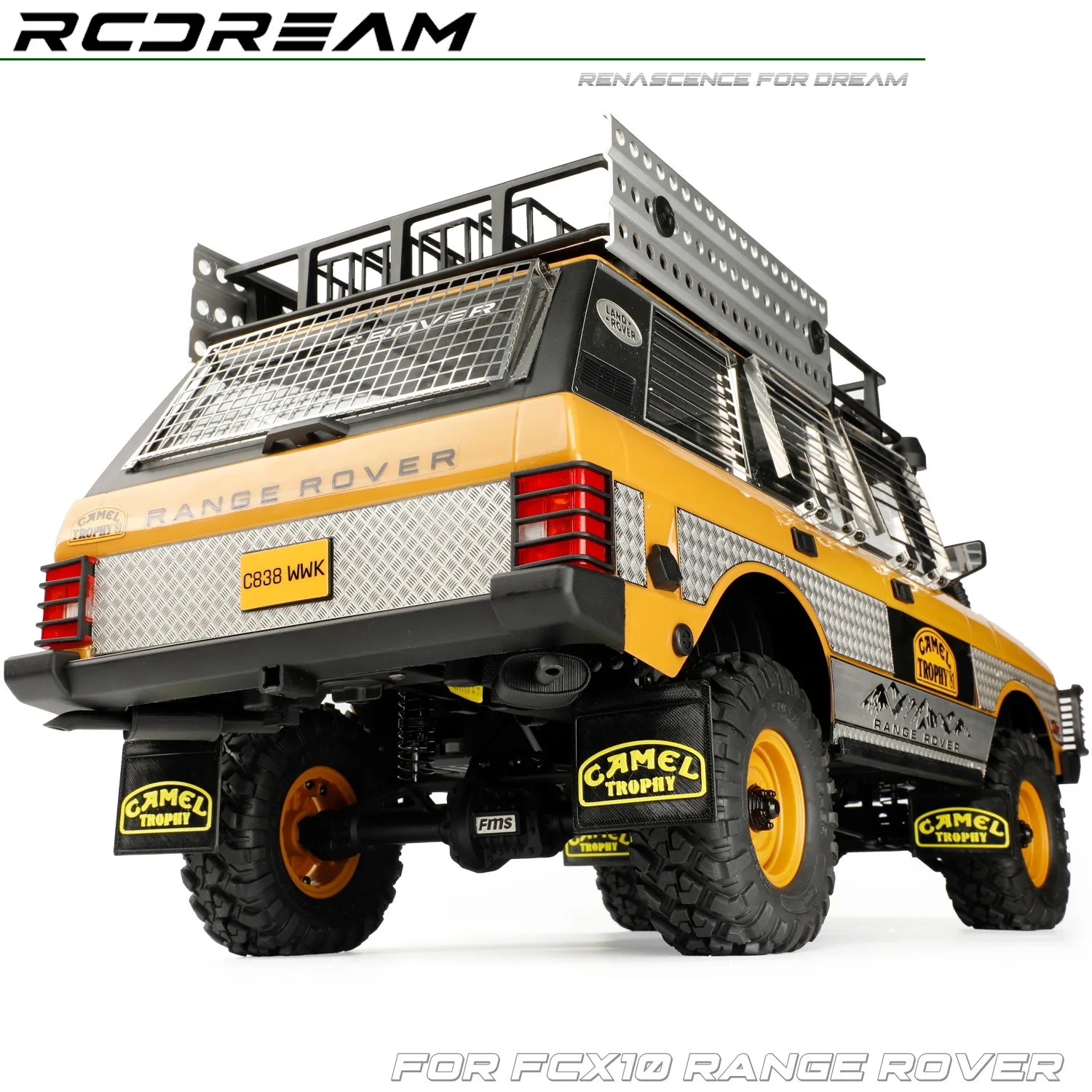 RCDream 1/10 effet 3D garde-boue en caoutchouc souple couleur TPU Film de garde-boue/tuyau d'échappement arrière pour FCX10 Camel Range Rover pièces d'option