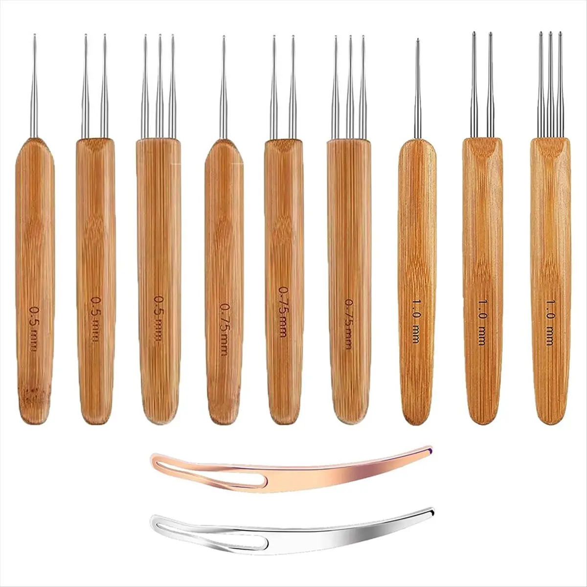 A89X 9 Pcs Dreadlock Crochet Hook for Hair, Loc Needle for Dreads with 2 Interlocking Tool 0.5mm 0.75mm 1mm Weaving Crochet