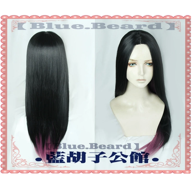 

Claudia Wig Cosplay Props 75cm Long Straight Black Ombre Purple Synthetic Hair Cosplay Costume Wigs + Wig Cap