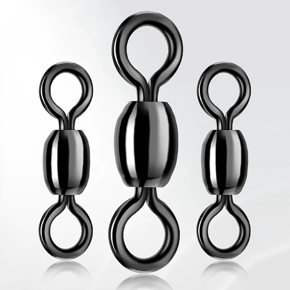 FishTrip 50 ชิ้น Rolling Swivels ตกปลาสแตนเลสหมุน Heavy Crane น้ําเค็มหมุนตกปลานิกเกิลสีดํา
