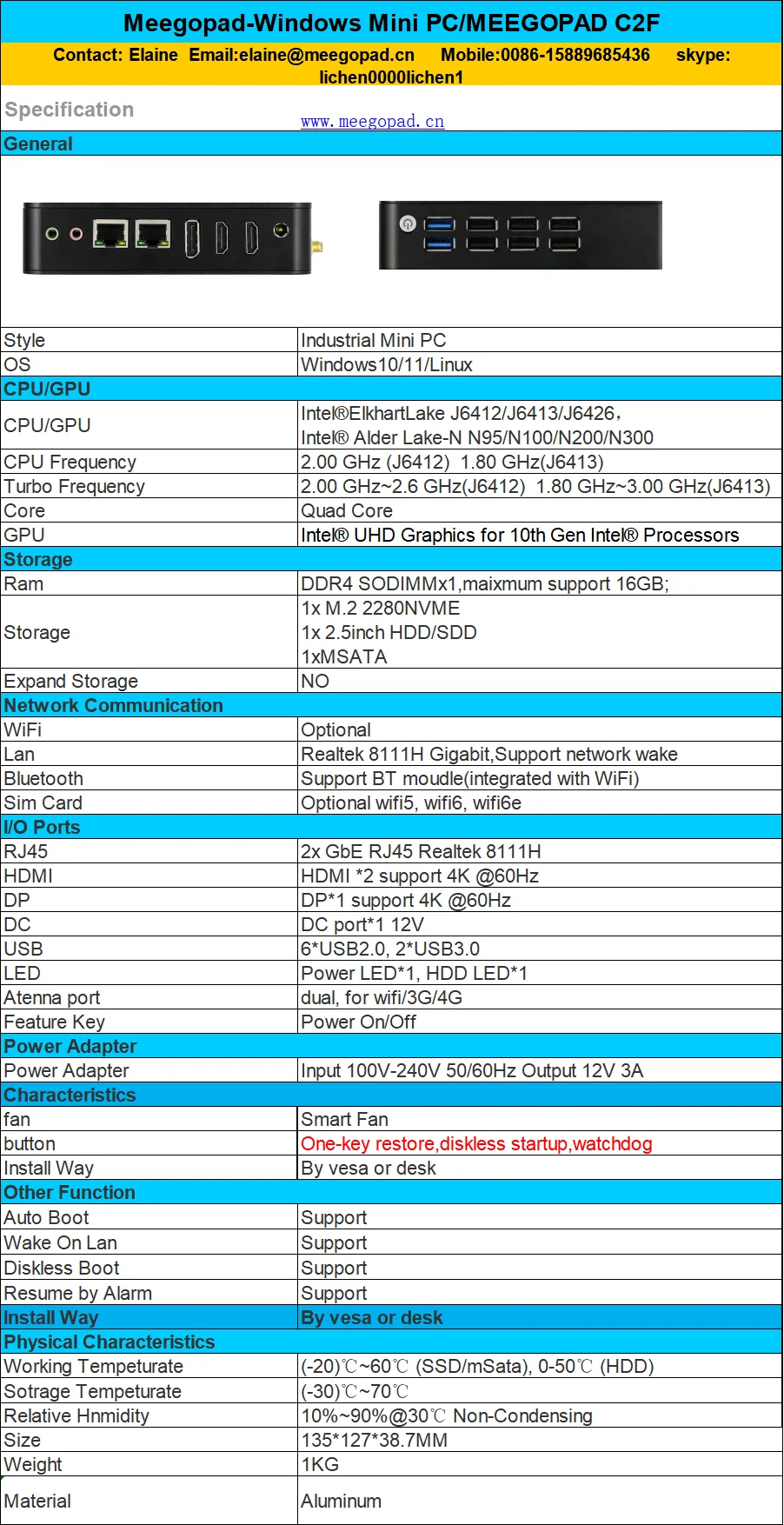 High Quality Mini PC Motherboard N100 Quad Core DDR4 M.2 Dual Gigabit Ethernet 4K Display Win10  ElkhartLake