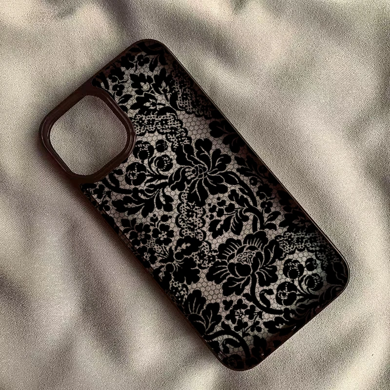 Vintage Floral Lace Clear Phone Case for iPhone 17 16 15 14 13 11 12 Pro Max 16E Air X XR XS 7 8 Plus SE 2022 Shockproof Cover