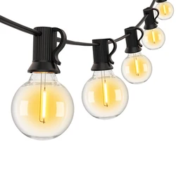 Plastikowa girlanda żarówkowa G40 220V UE 110V US Retro Street Garland Wodoodporna, nietłukąca, podłączana zewnętrzna dekoracja świąteczna