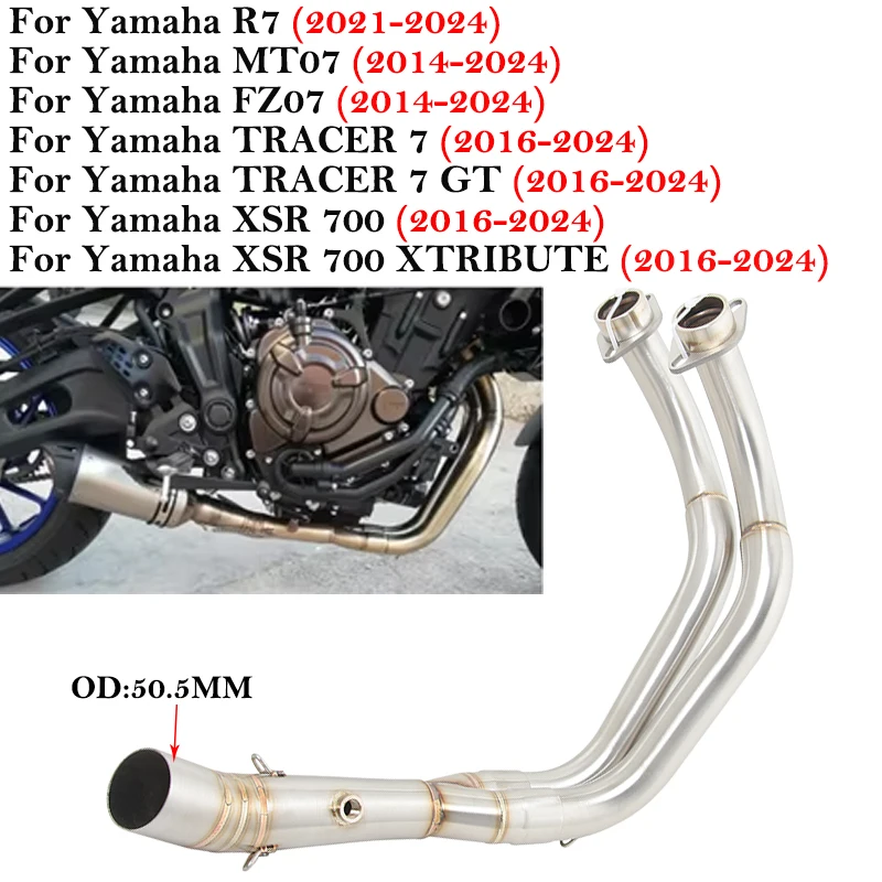 

Надевается для Yamaha YZF R7 MT 07 FZ07 Tracer 7 GT XSR 700 XTRIBUTE 2014-2024, выхлопные системы мотоцикла, глушитель передней трубы