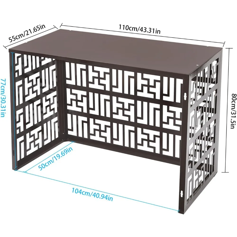 エアコンフェンス 43.31×31.5インチ 高さ4パネル アルミ合金製プライバシースクリーン 屋外プール設備囲い