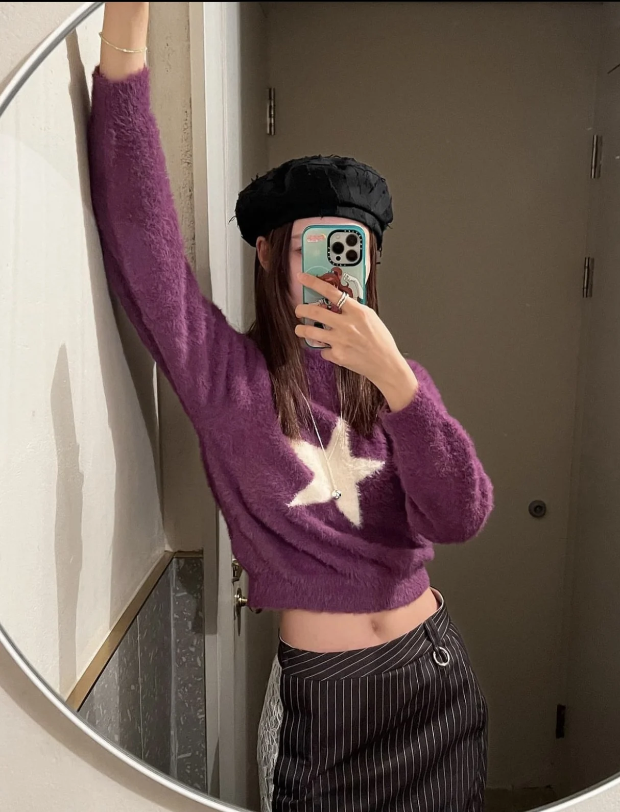 

Unique SEI Premium Autumn Winter Plu Star Knitted Loose Casual Long Sve Sweater Comfortable Warm round Ne Commute Sle