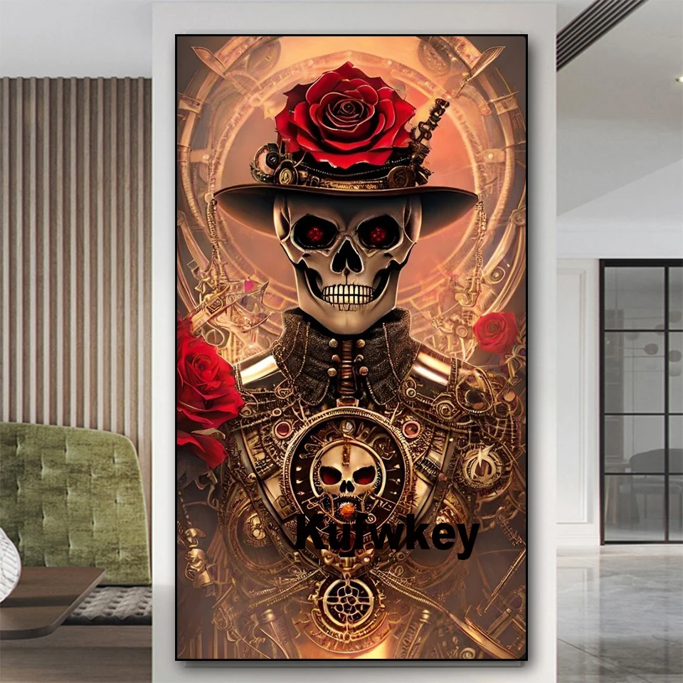 Halloween Skull 5D DIY Diamond Painting New 2023 Full Diamond Embroidery Cross Stitch Kits Mosaic Art Cool Man Room Gift