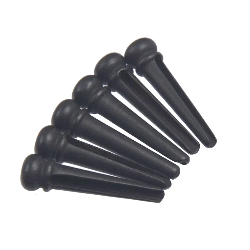 6pcs Ebony Acoustic Guitar Bridge Pins Black Guitar Pressure String Nails Pin Guitar Parts