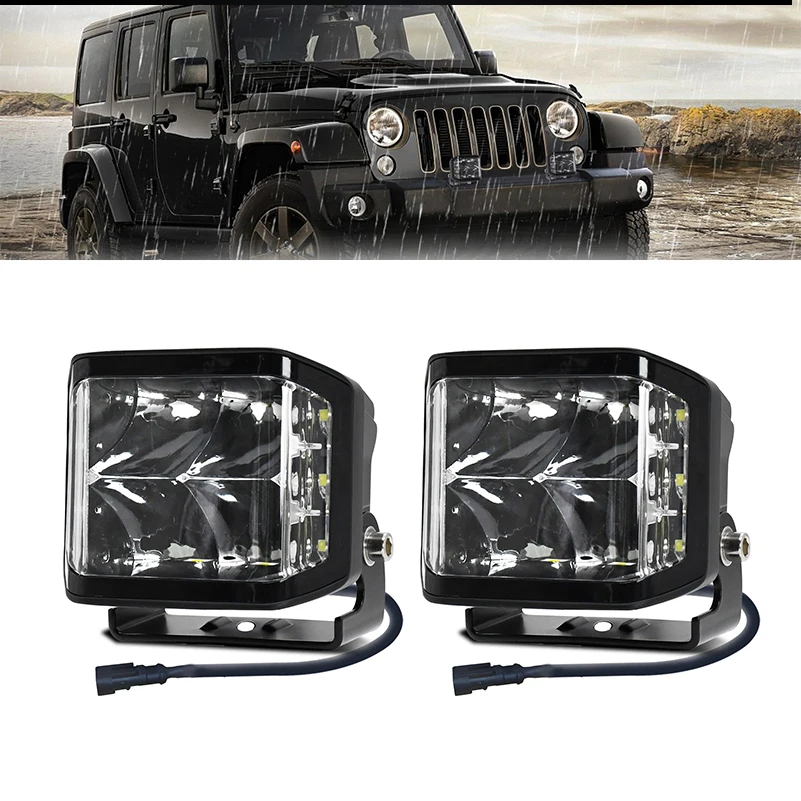 2X Led Bar Offroad 4X4 110W  Work Light Three Rows Dually Side Auto Spotlight Flood Combo for Car ATV Boat Fog Lamps.