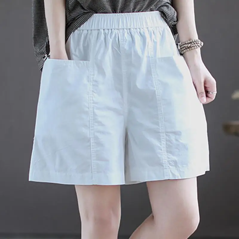 100% Cotton Women Shorts Summer Casual Gym Running Yoga Short Pant Female Loose Breathable Big Size With Pocket High Waist Short