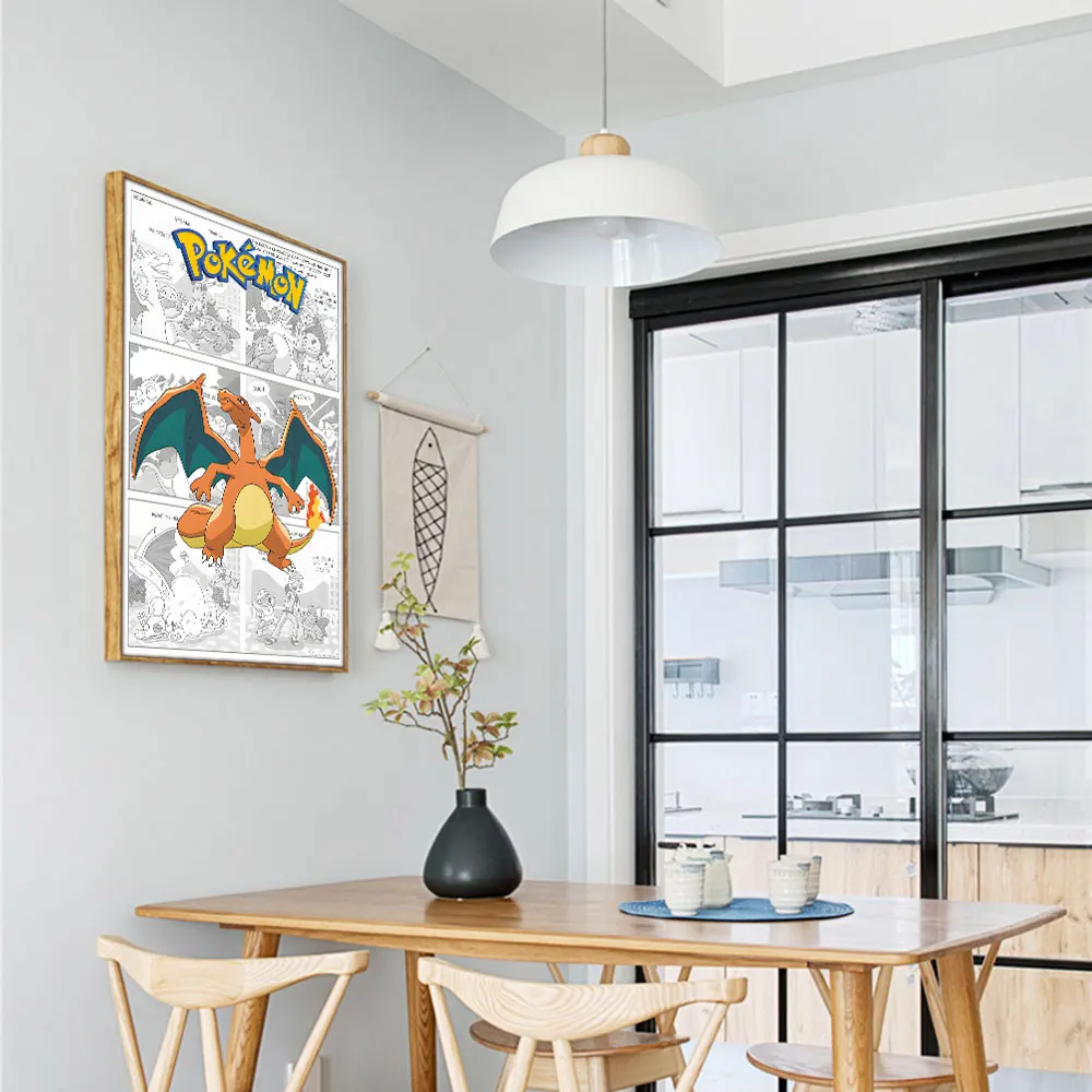 Posters Anime Pokemon Peripherals Art Canvas Painting Blastoise Mewtwo Picture Comic Kawaii Mural Decor Gifts for Baby Girl Room