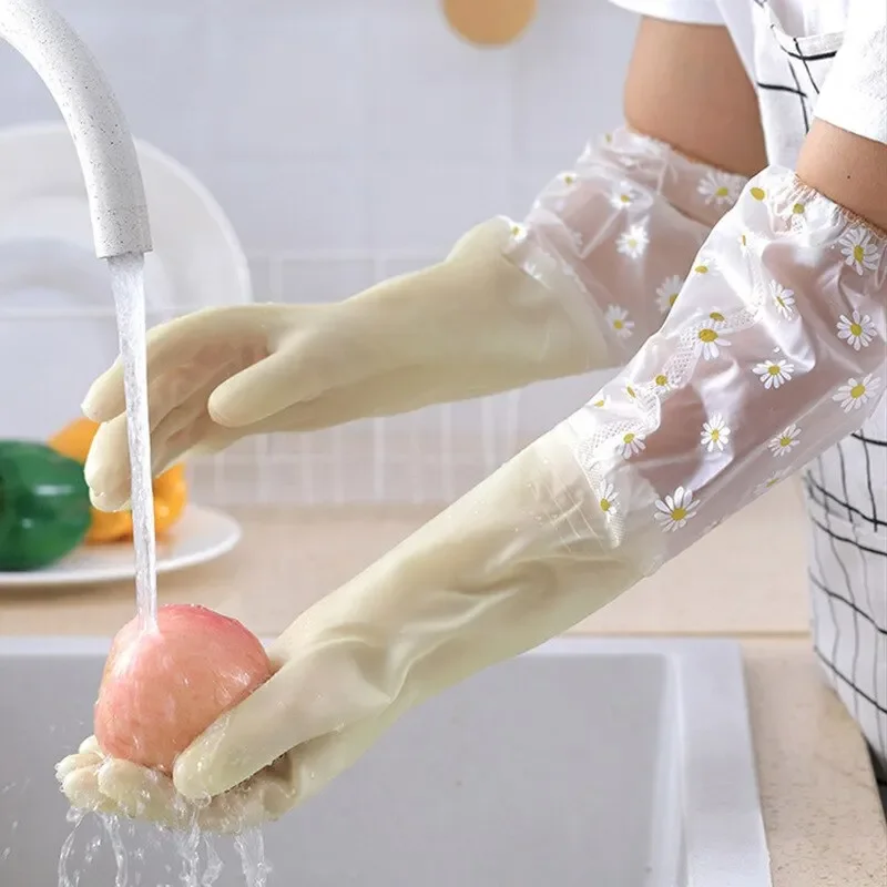 Waterproof Cleaning Gloves for Kitchen Household and Laundry - Wear Resistant Rubber Gloves