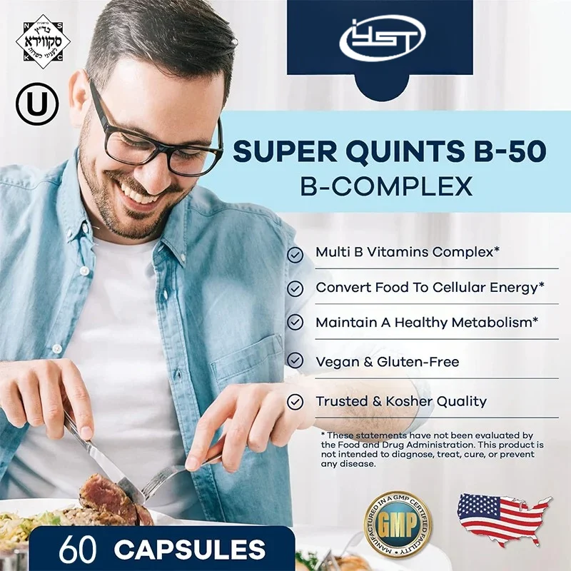 Vitamin B Complex Supplement, Containing Folic Acid ( Capsules), To Maintain Healthy Nutritional Balance