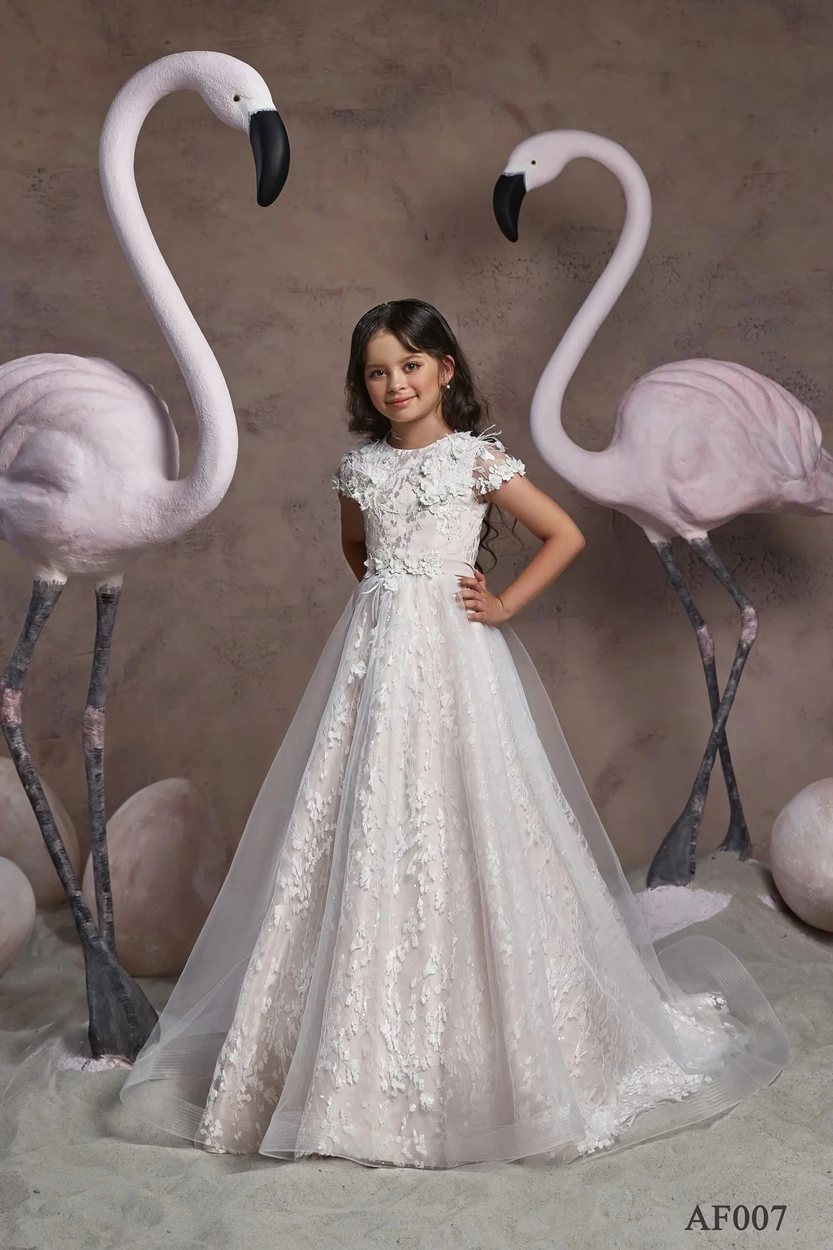 Cap Sleeves Flower Girl Dresses For Weddings A-line Tulle Appliques Lace Long First Communion Dresses Little Baby Kids