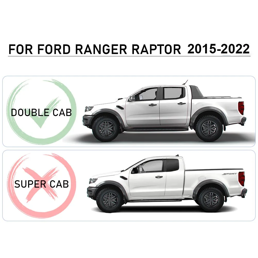 4PCS Window Visor Vent Shades Sun Rain Guard Deflector For Ford Ranger Raptor 2015-2022 Double Cabin Car Accessories