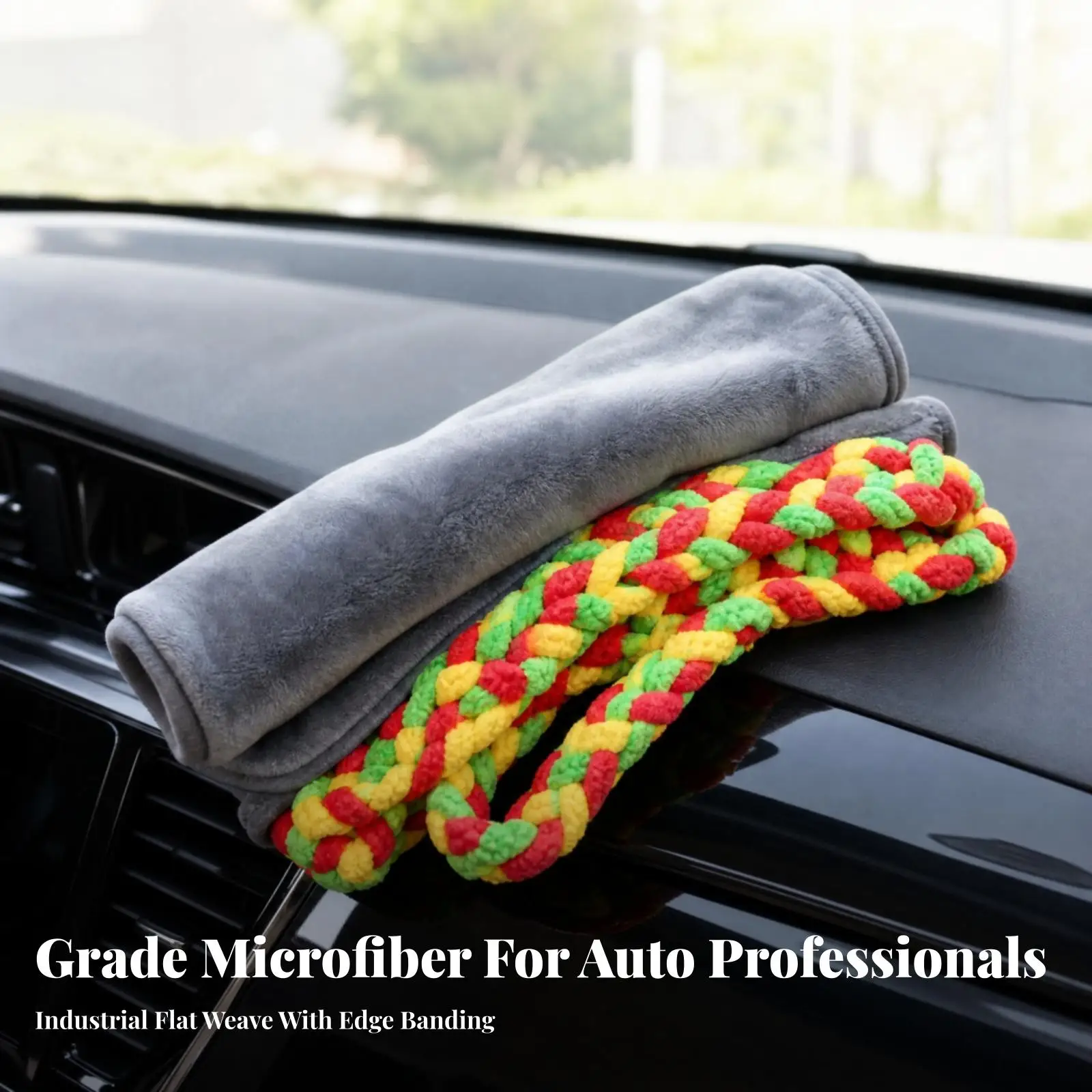 Microfiber Vehicle Detailing Towel Rolled Form Braided Rope Lint Free Absorbent Car Cleaning Rag for Home Garage Workshop Use