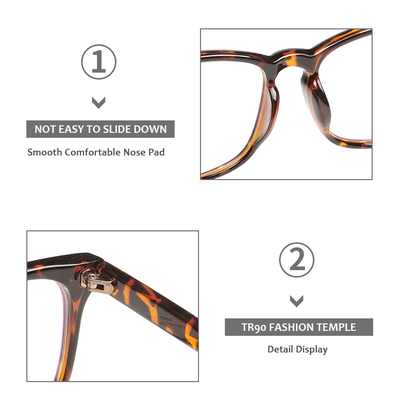 Men Women Classic Rectangular Spectacles TR90 Plastic Lightweight Full Rim Transparent Glasses Frame For Prescription Lenses