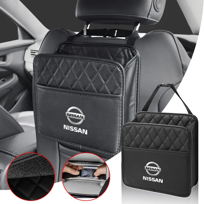 Car Organizer Storage Box Phone Pocket Pouch Back Seat Hanging Storage Bag For Nissan Nismo GTR Tiida T30 T32 Wheel Center Caps