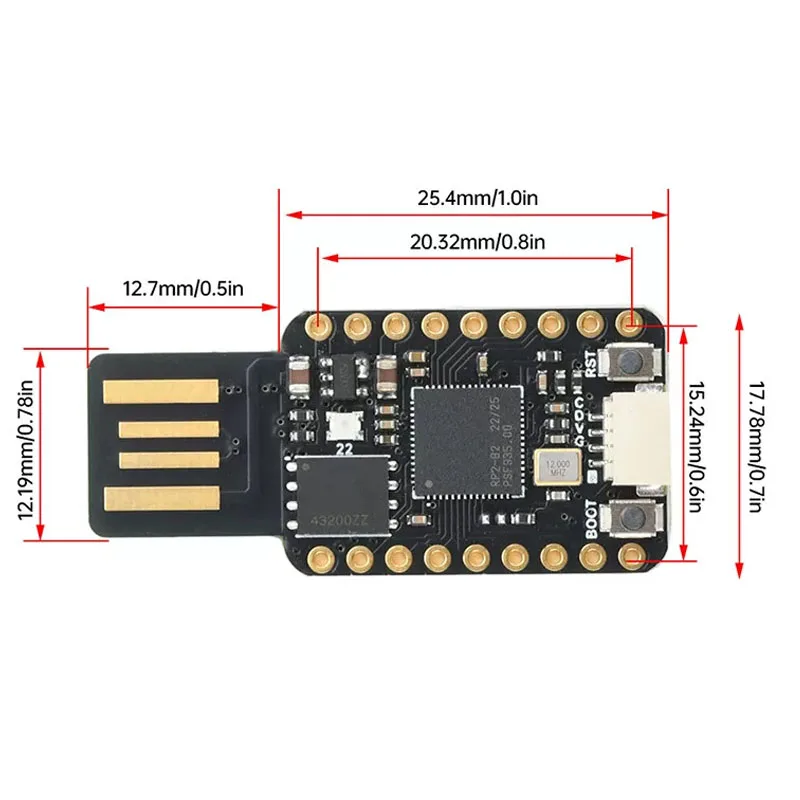 RP2040 RP2350 Mini USB Development Board Dual-Core Microcontroller with 4MB/16MB Flash, Compact Plug-and-Play for DIY Projects