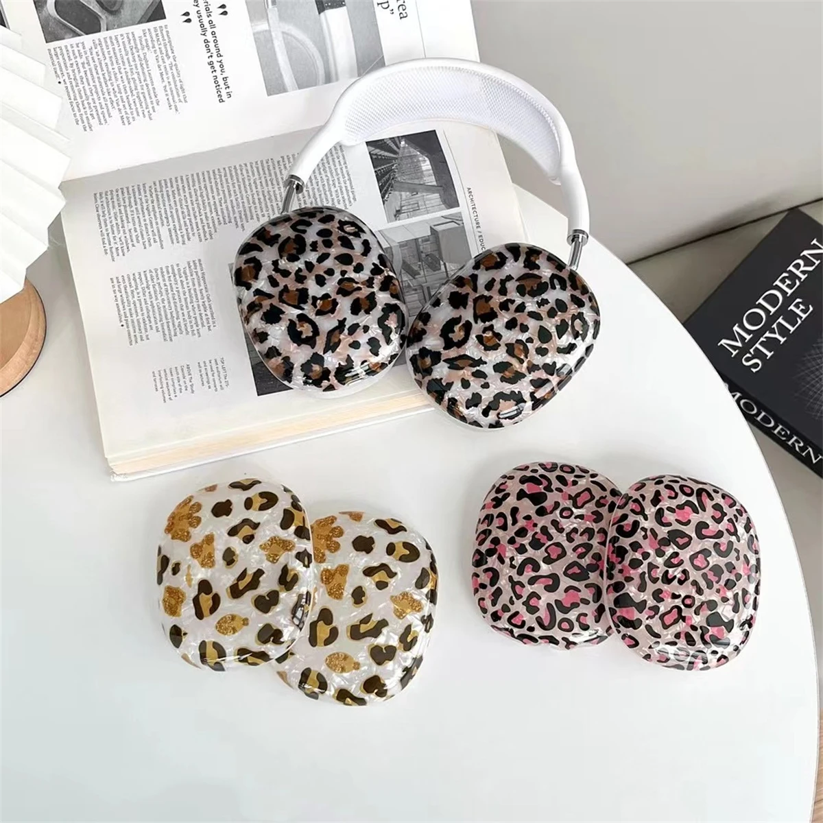 Ins Leopard Muster geeignet für Apple Airpods Max Bluetooth Kopfhörer abdeckung Apple Kopf bedeckung Silikon hülle trendy