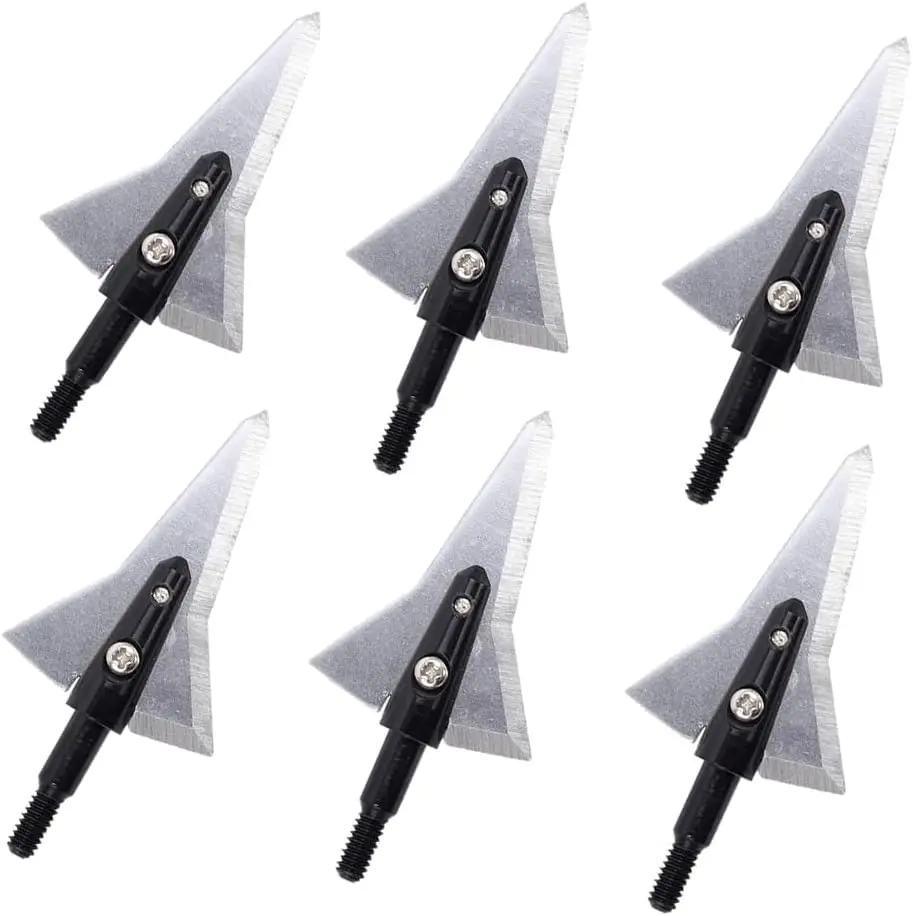 Caccia Broadhead 100 Grano Lama da taglio Punte per testa di freccia Tiro con l\'arco Punta di freccia per arco composto Arco ricurvo Tiro 6 pezzi