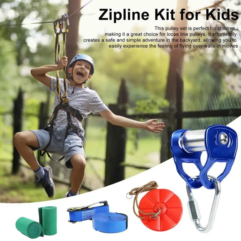 ZipLine Kits Wear-resistant Slider Zipline Pulley Kit Backyard Adventurous Obstacle Course Accessories For Kids Children Adults