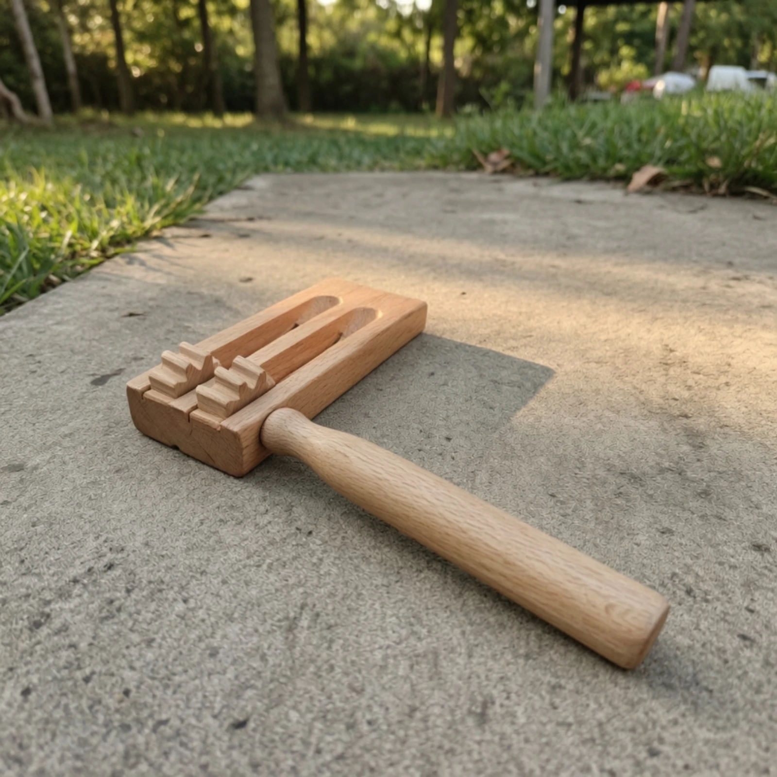 Wood Block with Handle Resonant Wood Block Woodblock Lightweight Percussion Instrument Tactile for Children, Music Lessons