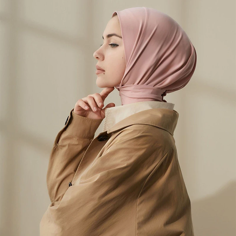 Mode Muslimischen Hijab Caps Solide Underscarf Frauen Schleier Modale Baumwolle Hijab Muslimischen Schal Turbane Kopf frauen Hijabs Hut Islamischen – Detail 7