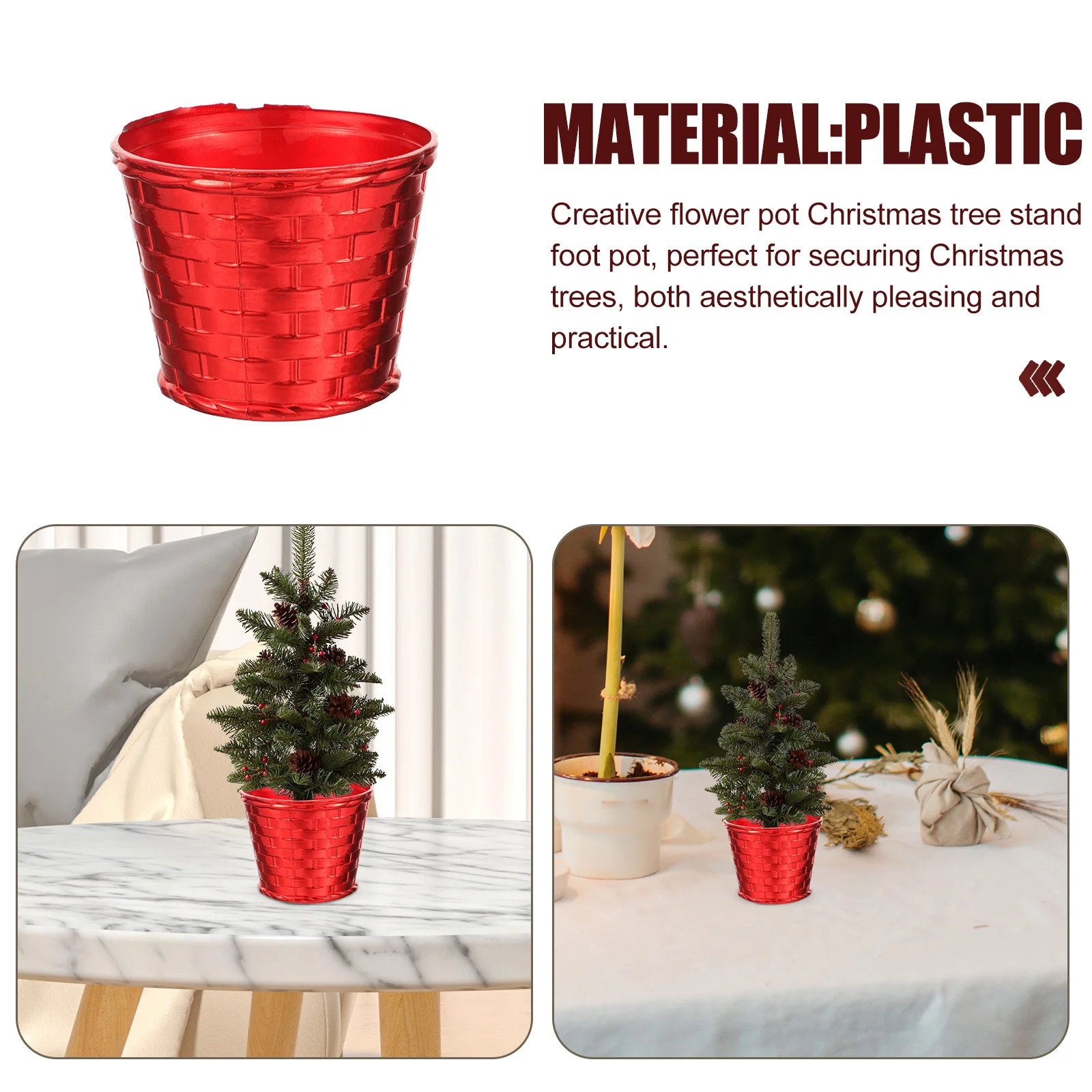 10 Pcs Christmas Tree Pot Festive Decoration Stand Xmas Supply Red Fixing Bracket Decorating Accessories